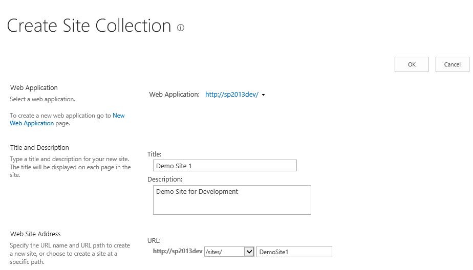SP2013 Create Site Collection 2